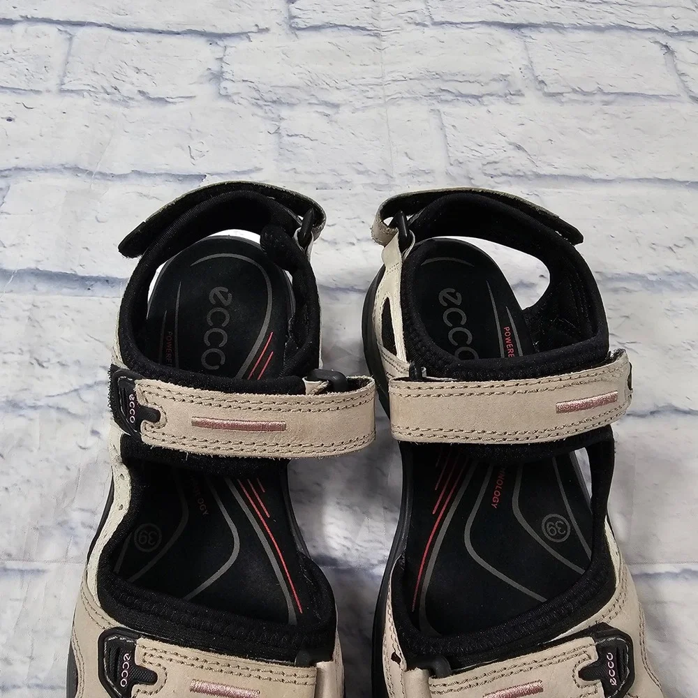 ECCO Offroad Yucatan Sport Sandals Womens 39 8 Beige Black Receptor Hiking Trail